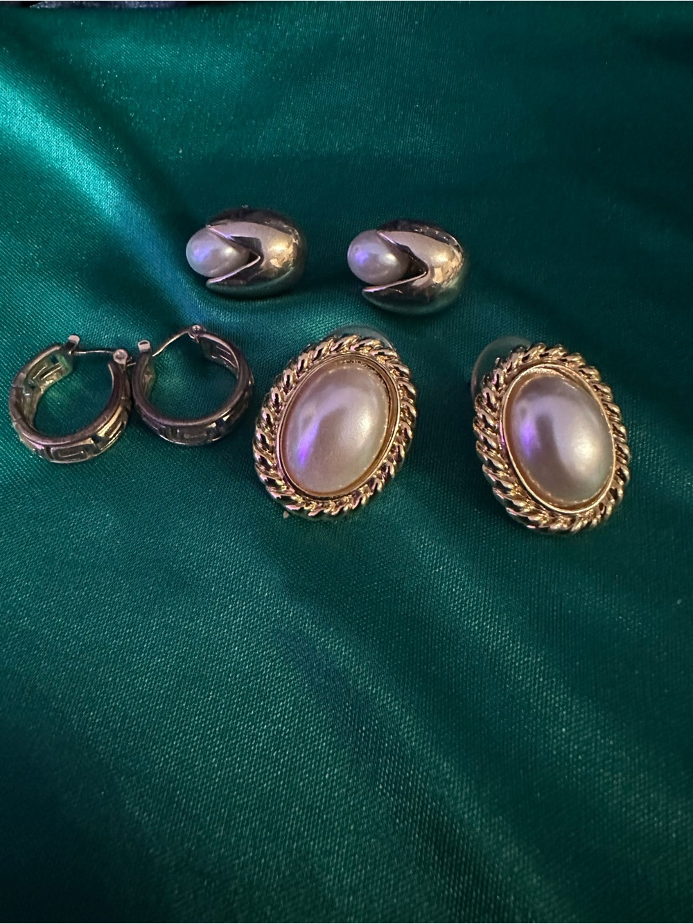 3 Gold-Tone post Earrings - Classic Women Jewelry